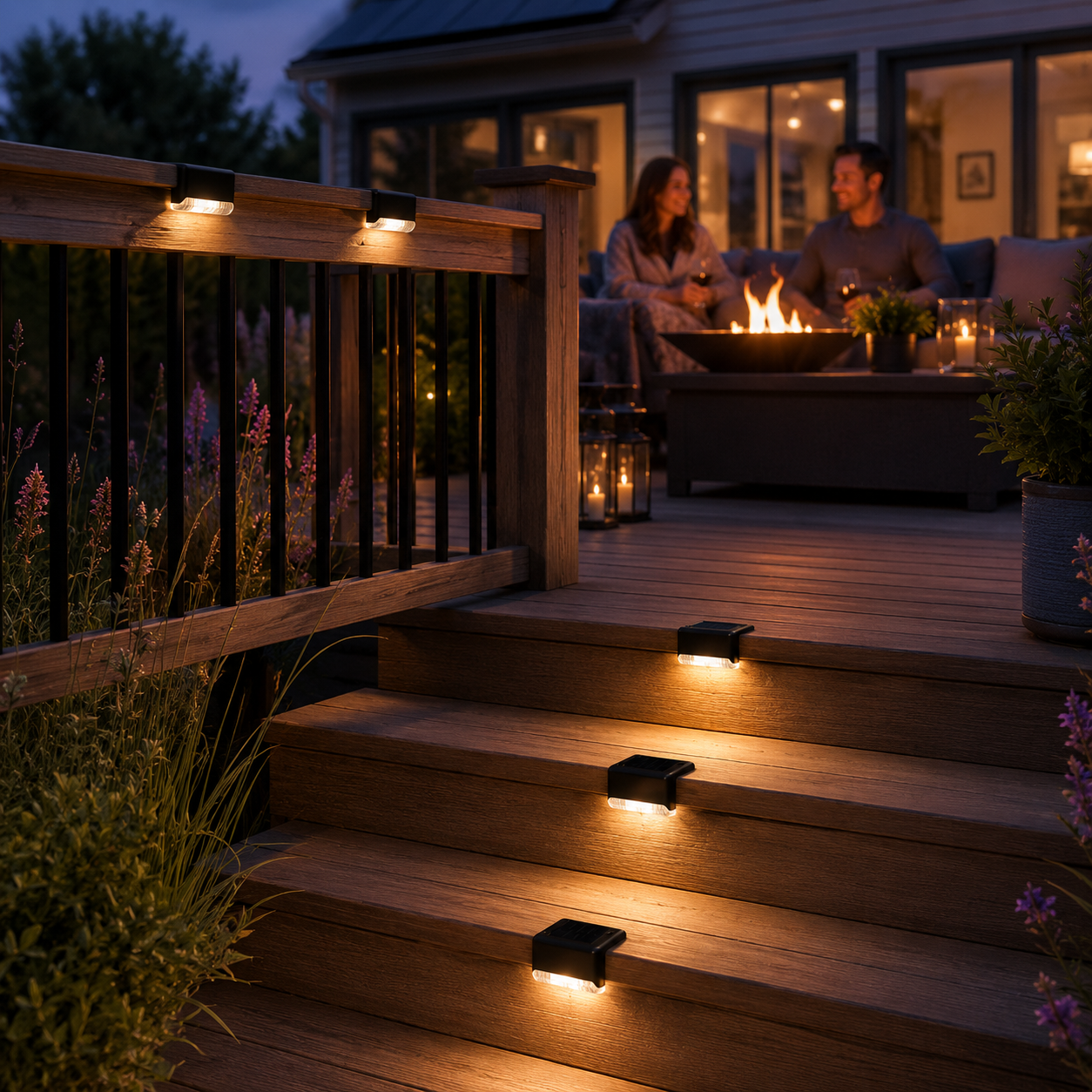 GLOWSTEP-lit deck steps at night
