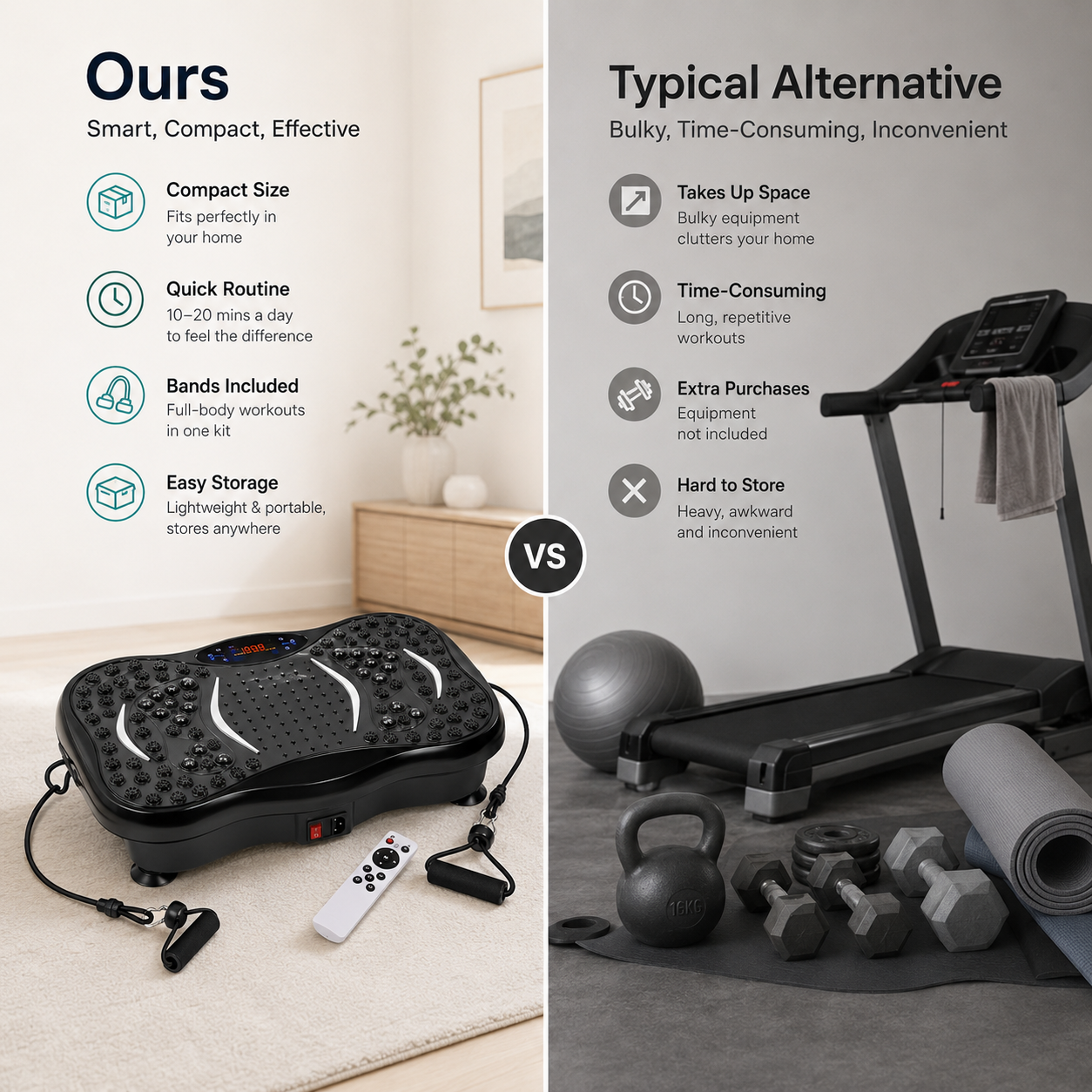 VIVRA compared with bulky workout alternatives