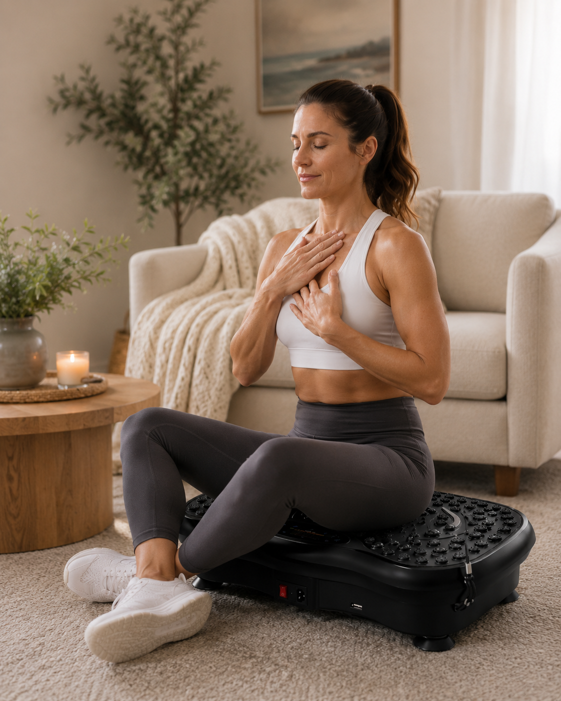 Woman relaxing on VIVRA for stress and tension reset